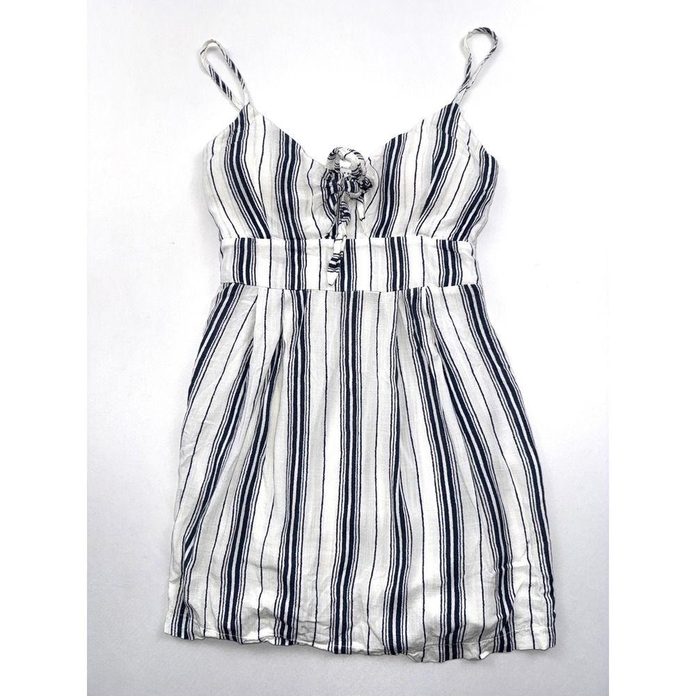 Purple Snow Striped Mini Dress Tie Front Sleeveless Casual Summer Small‎